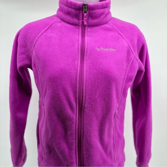 Columbia Other - Girls Columbia Fleece Zip-Up Jacket in Bright Pink Magenta Purple - M (10/12)